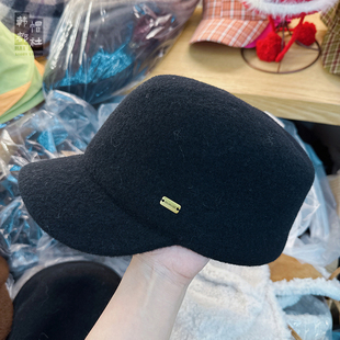 帽子女款2025秋冬季新款英伦风简约毛呢马术帽气质时尚平顶报童帽