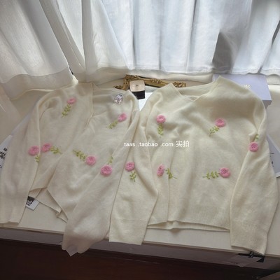 高级羊绒花朵手感好毛衣女