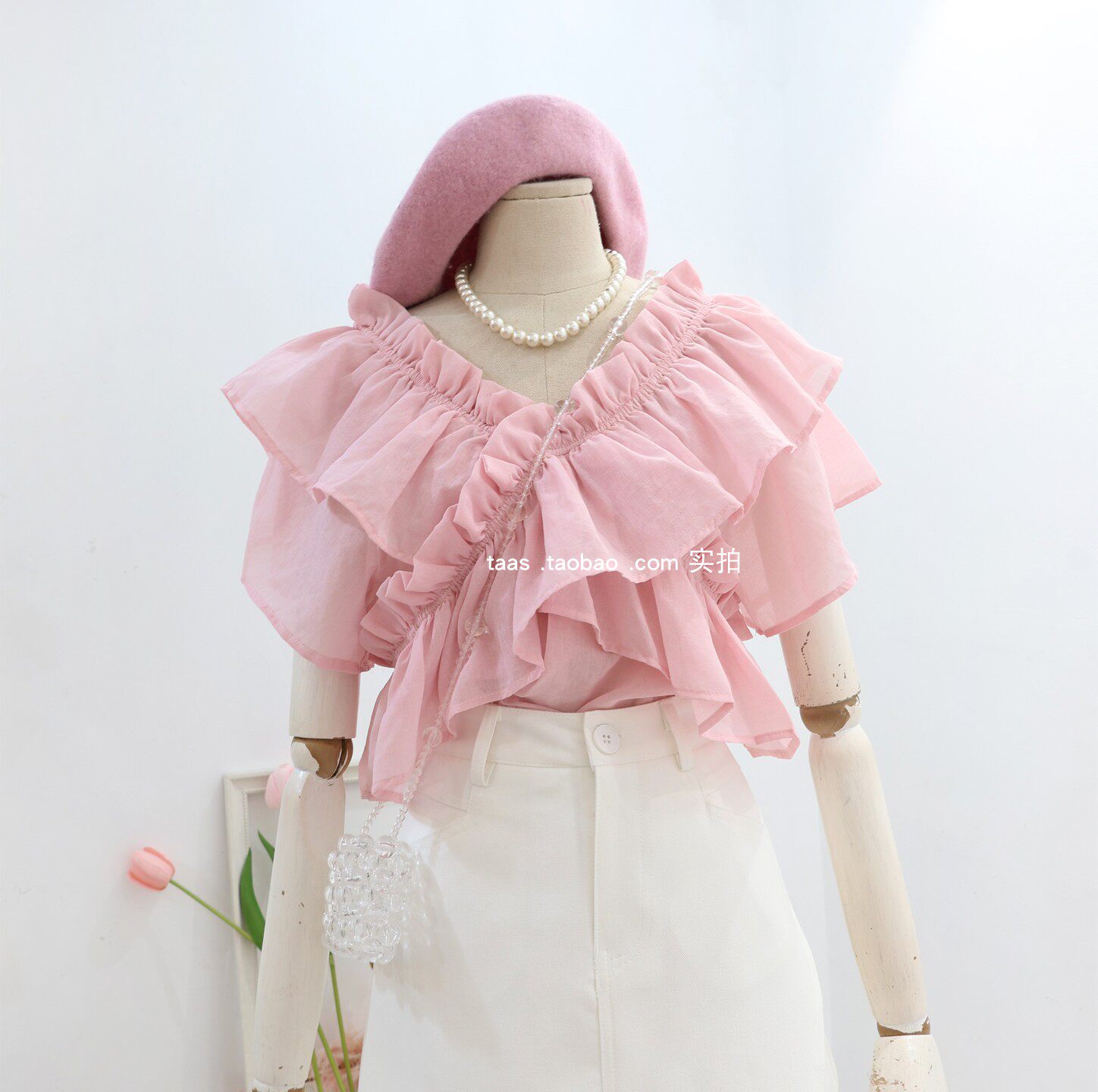 粉色仙气荷叶边高级定染娃娃衫2026夏季法式木耳边精致衬衫上衣女