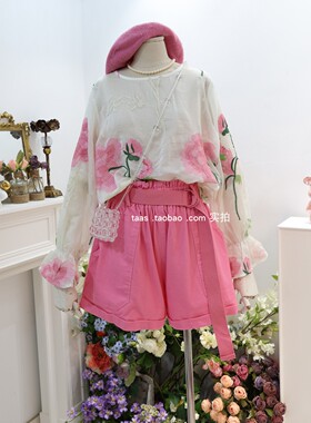 韩系刺绣花朵上衣2026夏季法式少女度假宽松轻薄防晒罩衫绝美衬衫