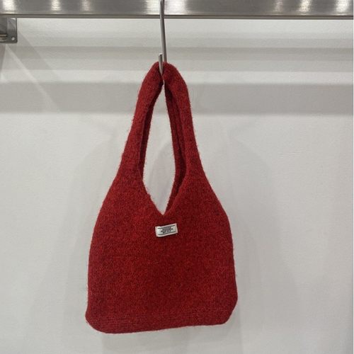 2025韩国博主同款羊毛托特包新款百搭时尚纯色针织墩墩包手提包女