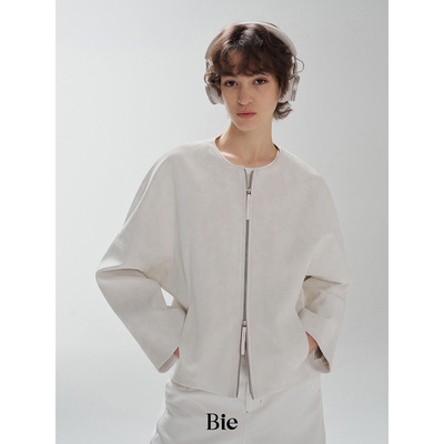 边也bie春款2026 皮衣外套 双拉链PU皮夹克女