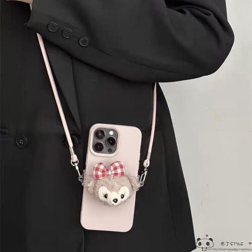 卡通达菲熊适用iPhone17pro max手机壳16pro/15plus苹果13mini女12斜挎14挂绳se3个性xr/8/6保护套iP11e防摔