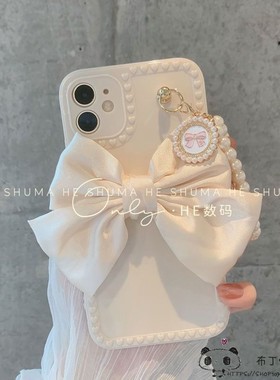 ins气质珍珠蝴蝶结reno13白色OPPO真我GT neo7手机壳realme12pro/find x7/5a3/a9/8/a78/7k11x女4se/a57/a3