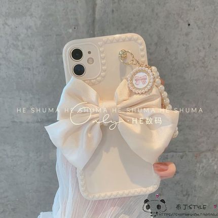 ins气质珍珠蝴蝶结适用小米17手机壳note13pro可爱12r红米turbo3手链13女k80至尊k70/k60小众11纯色civi4网红