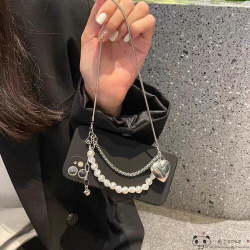 爱心珍珠手链适用x70i荣耀500手机壳400/300ultra斜挎200女x100网红90GT/40plus畅玩60a华为mate80PRO甜酷p50