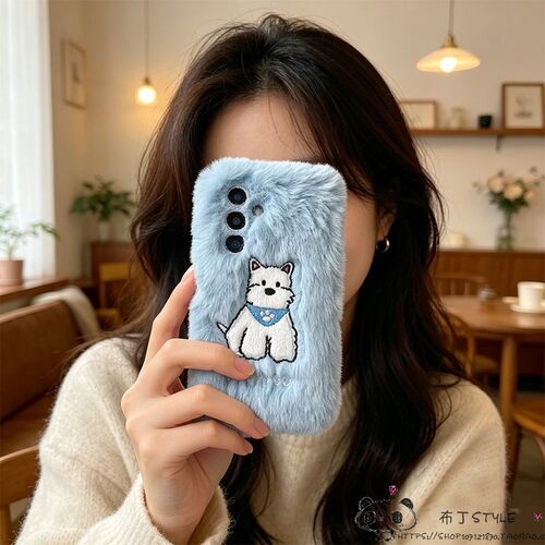 毛绒OPPO find x9手机壳8ultra/7reno4se/k5/a3刺绣a6秋冬2pro狗狗1女realme15真我GT网红a78+/a36a96可爱a97