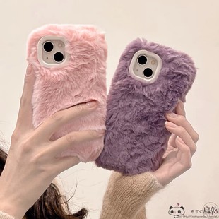 秋冬毛绒a6紫色OPPO k13turbo手机壳12x/11网红reno10女9/a5pro简约realme软k11全包边10a92暖a8a76/a77/57s