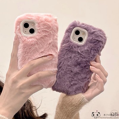 秋冬毛茸茸tubro4适用note15pro红米k90手机壳k80/k70e男K60粉色50ultra/a2毛绒14r13c软12s情侣款5pro女11t