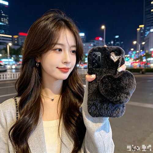 秋冬毛绒OPPO find x9手机壳8ultra爱心毛球7女reno4se可爱k5/a3/a6/2pro/1毛茸茸realme15真我GT/a78/a36/a8