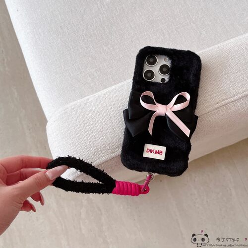 毛绒蝴蝶结OPPO reno15pro手机壳14max秋13f/11冬10/9a6gt/a5pro女find x8绳10+/k12s/realme真我neo7/4se/3