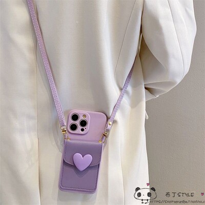 ins卡包realme15/14/13/12手机壳narzo20爱心n63真我n55/n53女50i/v60斜挎note70挂绳c33/c35s/c85紫c61/c75x
