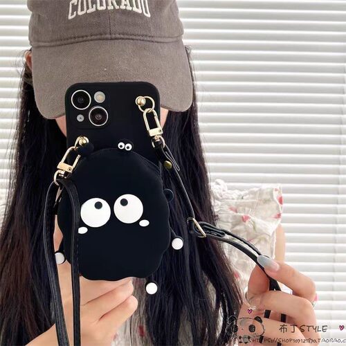 挂绳卡通煤球适用华为mate80pro手机壳70air零钱包p60荣耀win/power2女V40畅玩50PLUS荣耀X30畅享pura70斜挎