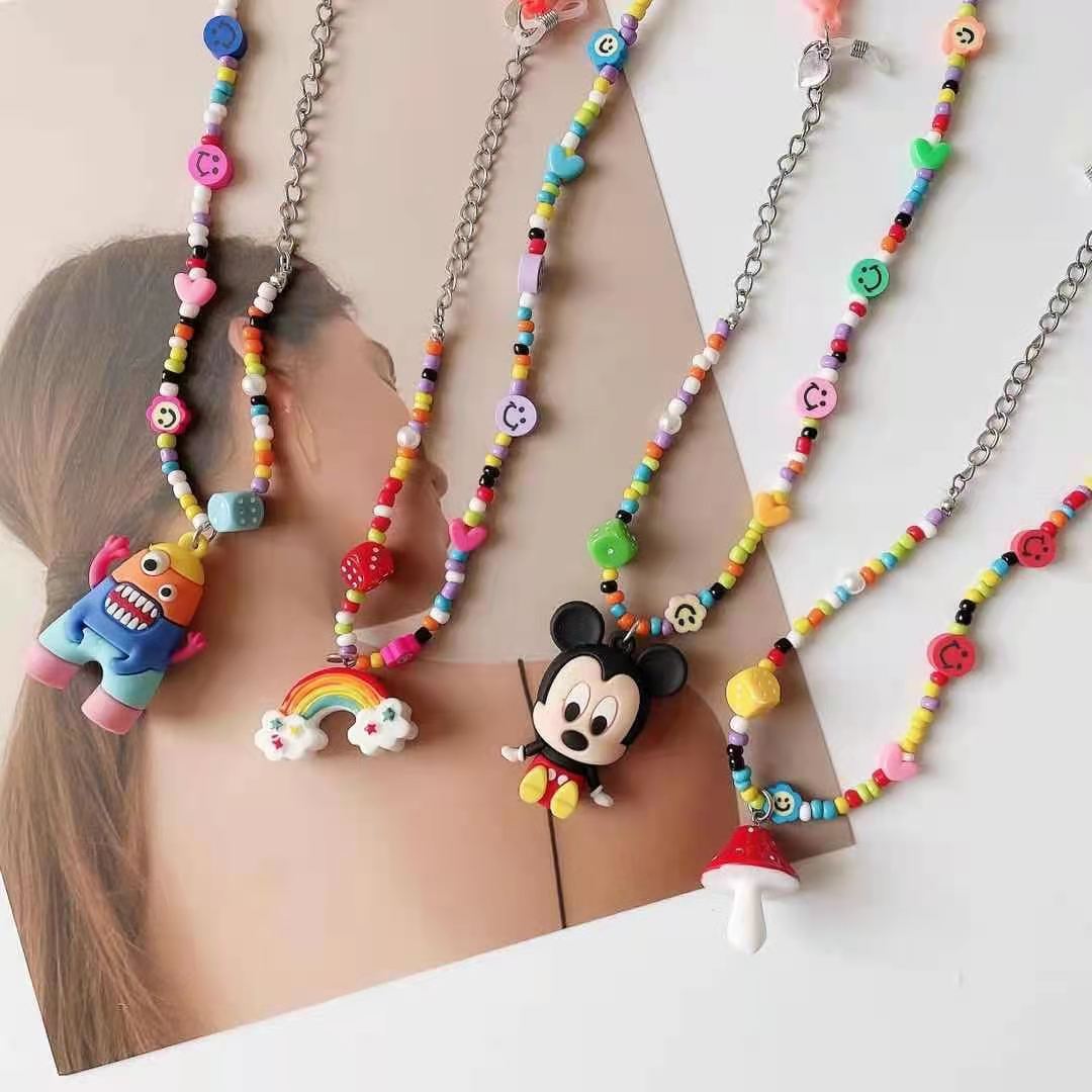 Clove 可爱儿童眼镜链条墨镜绳卡通动物短款彩色亚克力太阳镜链潮