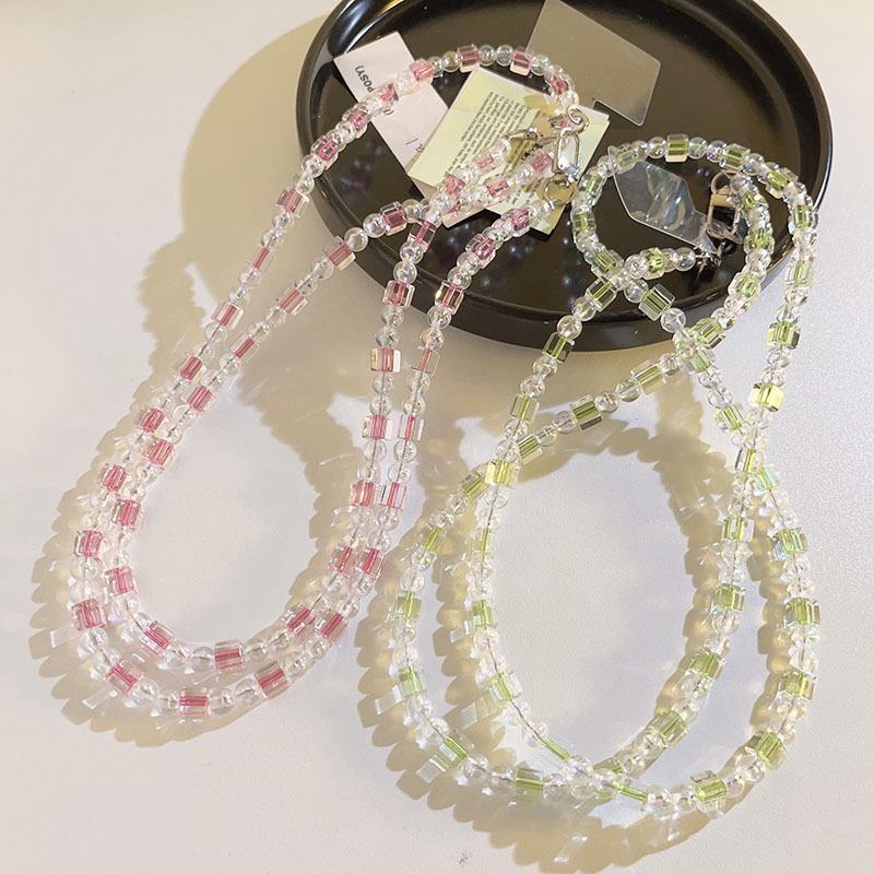 Clove 方块串珠手机链斜挎长款透明手机壳挂绳款CCD小包链条甜美