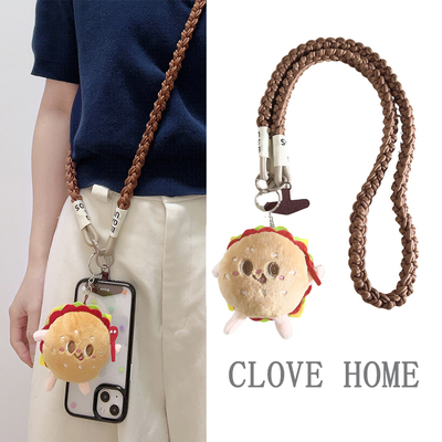 汉堡包手机链斜挎编织绳小包链潮