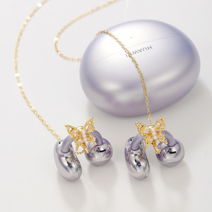 Clove 小蝴蝶耳机夹防丢链金银色女适用华为freeclip蓝牙耳机饰品