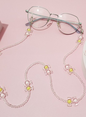 水晶甜美风口罩防掉森系眼镜链