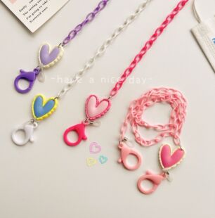 Clove 甜心口罩挂绳链子爱心眼镜链女挂脖洛丽塔亚克力链墨镜链条