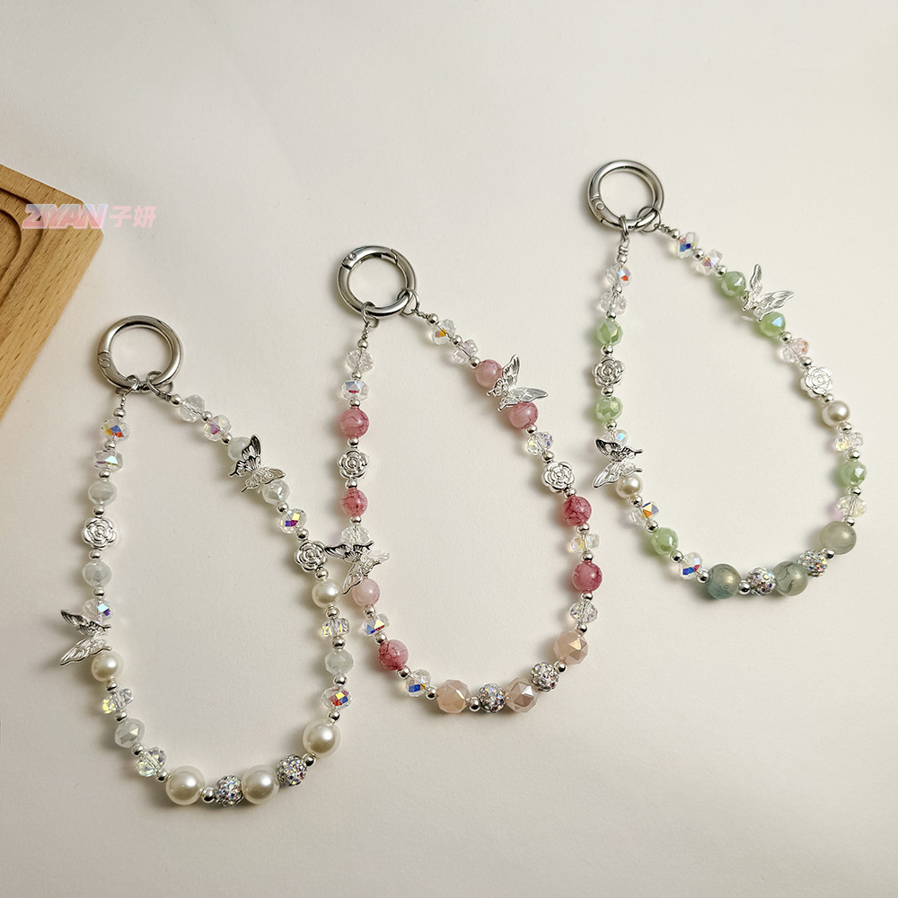 清透手机链短款手腕挂绳蝴蝶