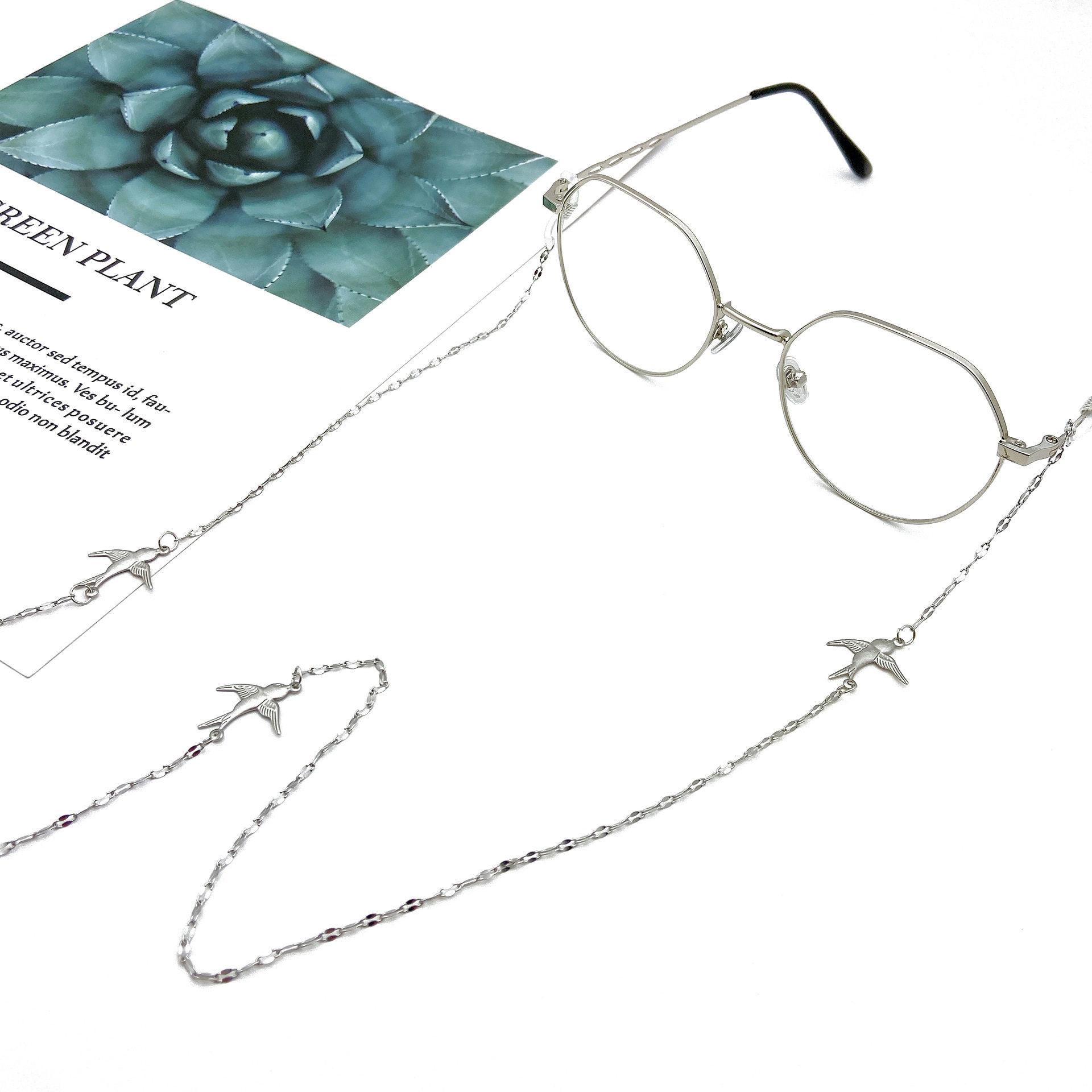 clove 古风银燕子眼镜链条墨镜防掉挂链不锈钢男女眼镜装饰挂链子