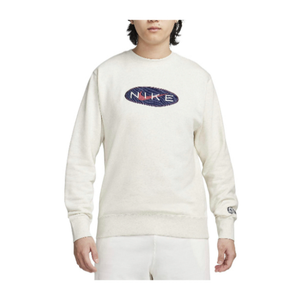 Nike 合身Logo刺绣圆领套头美式复古卫衣 白色 FZ4729-141