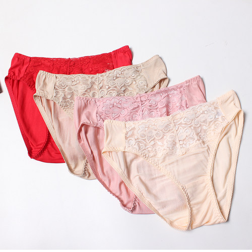 100%桑蚕丝真丝内裤女中腰