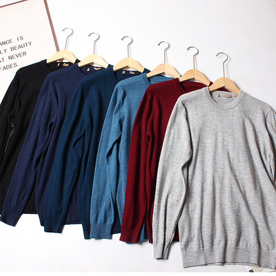 100绵羊毛纯羊毛长袖针织衫男