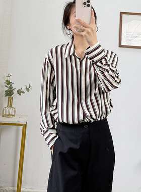03双绉条纹真丝衬衫女