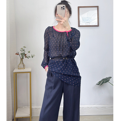 100桑蚕丝真丝中长款长袖T恤女