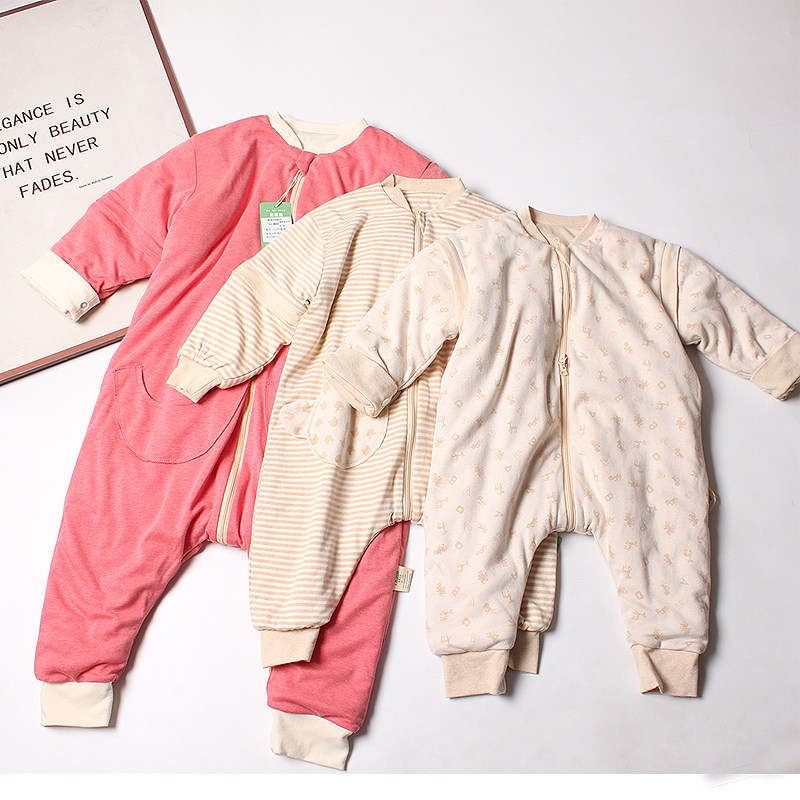 有机棉填充100桑蚕丝睡袋纯棉宝宝儿童分腿防踢被 加厚保暖中大童