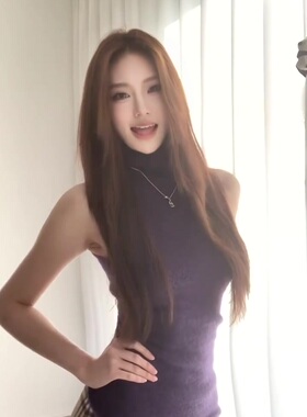 美式复古辣妹风紫色高领针织背心女春季修身气质打底显瘦无袖上衣