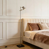 不锈钢落地灯客厅沙发旁卧室床头工业风可调节金属阅读护眼立式 灯