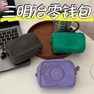 三明治尼龙零钱包卡包迷你随身小包三层口红身份证耳机收纳包 新款