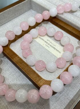 朱珠同款大颗粒霸气粉水晶项链搭配白幽灵马粉锁骨链百搭小众显白