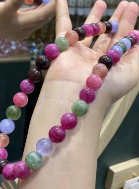 少女彩色圆珠12MM项链女小众高级感森系串珠子颈链个性锁骨链配饰