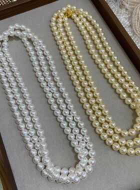 明星热巴同款经典百搭小灯泡施家珍珠项链10MM-160cm长款毛衣链