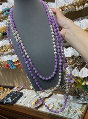4m高品质紫色琉璃施家高亮珍珠项链轻奢高级感叠戴长款项链