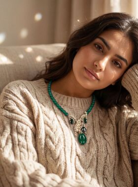 欧美新款串珠绿玛瑙项链新中式豹子吊坠高级感满钻玛瑙锆石锁骨链