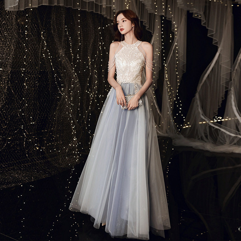 挂脖晚礼服裙女宴会气质年会轻奢小众高端艺考高级感肩流苏主持人,女装/女士精品,礼服/晚装,淘宝优惠券,粉丝福利购,淘宝优惠卷