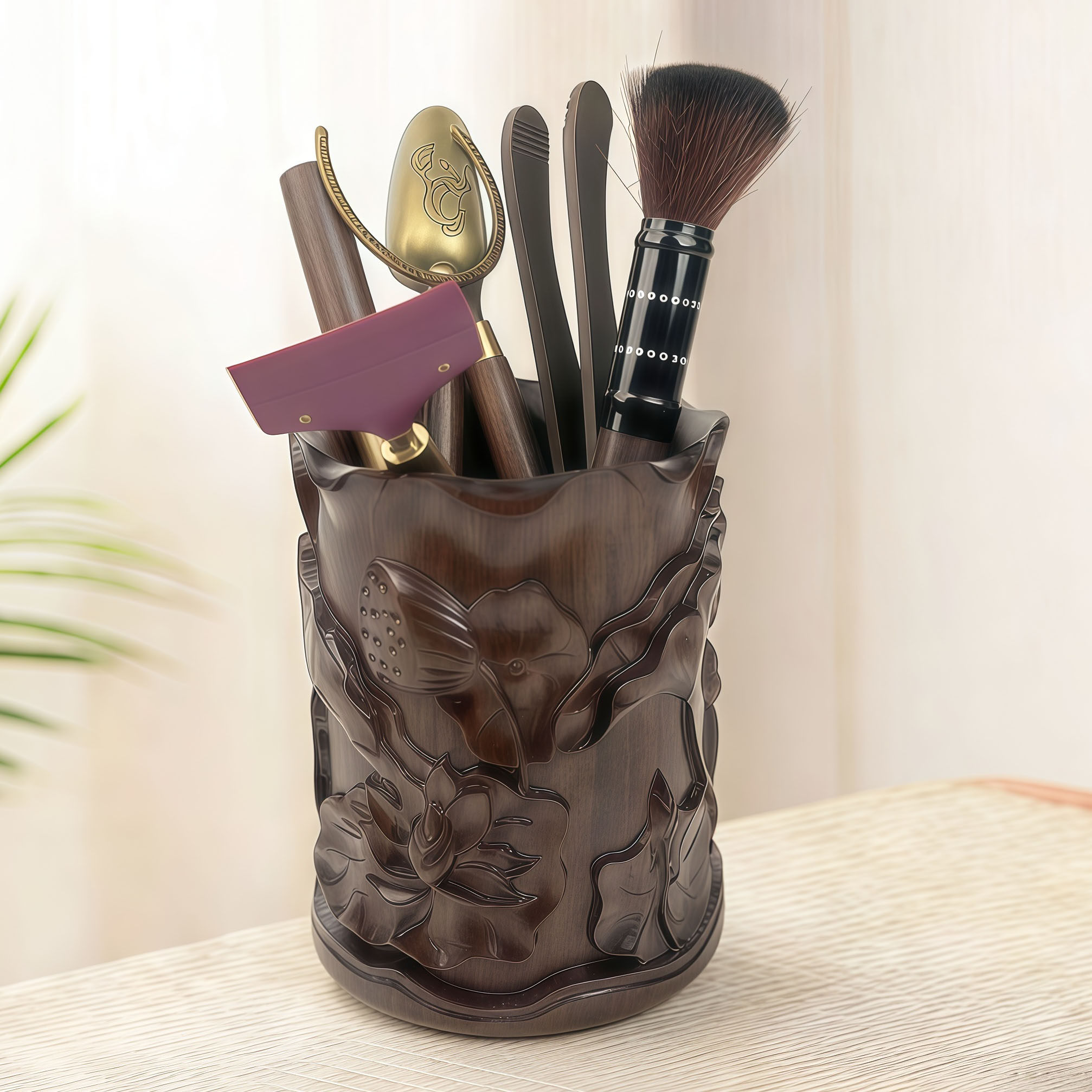 胡桃木茶道架子六君子套装配件大全茶桌茶刀茶夹茶刷泡茶工具茶具