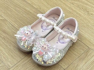 童鞋女童皮鞋2025新款秋软底拉布布鞋小女孩水晶鞋女儿童K217