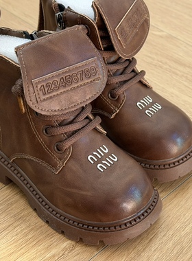 女童马丁靴2025新款冬款儿童靴子加绒女童短靴宝宝大童鞋子B795