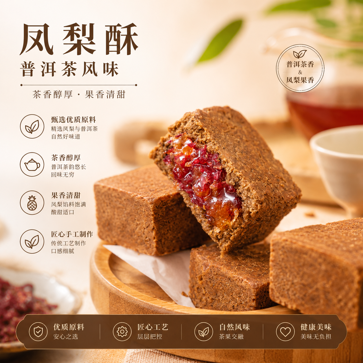 潘祥记官方旗舰店普洱茶酥休闲零食甜点茶酥云南特色茶点糕点心