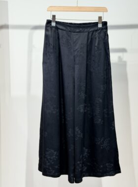 重磅香云纱阔腿裤女2026新款黑色提花桑蚕丝高腰显瘦直筒裤