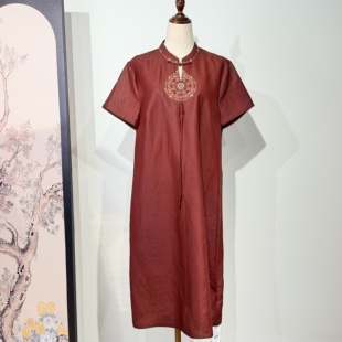 品牌香云纱连衣裙女高端女装正品旗舰店年轻版真丝改良旗袍夏