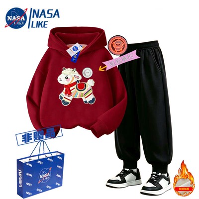 羊年发光衣服男女童连帽卫衣套装