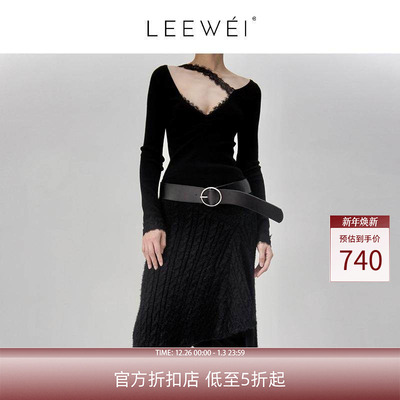 CNLEEWEI2024新款蕾丝长袖针织