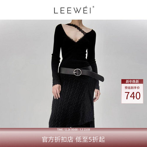 CNLEEWEI2024新款蕾丝长袖针织