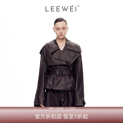 LEEWEI双层领宽松廓形短风衣